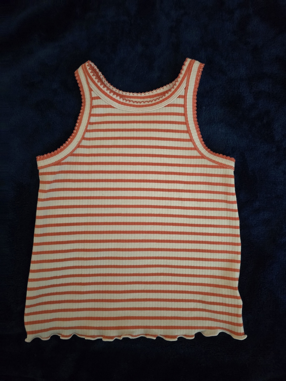 Cat & Jack Orange and White Striped Ribbed Tank